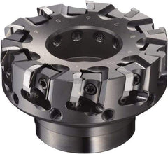 Sumitomo - 80mm Cut Diam, 12.4mm Arbor Hole, 50mm Max Depth of Cut, 90° Indexable Chamfer & Angle Face Mill - 6 Inserts, NF-LDEN Insert, Right Hand Cut, 6 Flutes, Through Coolant, Series HF - USA Tool & Supply