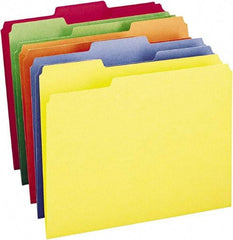 SMEAD - 8-1/2 x 11", Letter Size, Assorted Colors, File Folders with Top Tab - 11 Point Stock, 1/3 Tab Cut Location - USA Tool & Supply