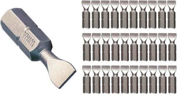 Wiha - 5.5mm Blade, 1/4" Drive Slotted Screwdriver Bit - 1" OAL - USA Tool & Supply