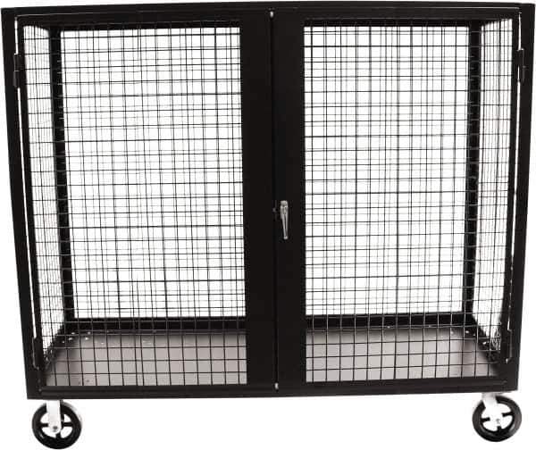 Valley Craft - 2,000 Lb Capacity, 4-Sided Steel Security Truck - 30" Long x 60" Wide x 66" High, 8" Diam Mold-On Rubber Wheels - USA Tool & Supply