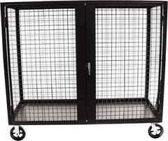 Valley Craft - 2,000 Lb Capacity, 4-Sided Steel Security Truck - 30" Long x 60" Wide x 66" High, 8" Diam Mold-On Rubber Wheels - USA Tool & Supply