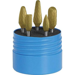 SGS Pro - 5 Piece, 1/4" Shank Burr Set - Tungsten Carbide, Multiple Head Shape - USA Tool & Supply