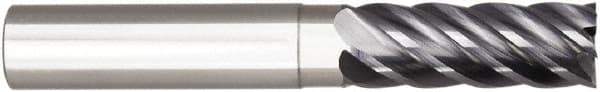 Niagara Cutter - 1/2", 1-1/8" LOC, 1/2" Shank Diam, 4" OAL, 6 Flute, Solid Carbide Square End Mill - Single End, AlTiN Finish, Spiral Flute, 38° Helix, Right Hand Cut, Right Hand Flute, Series SN638 - USA Tool & Supply