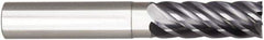 Niagara Cutter - 1/2", 1-1/8" LOC, 1/2" Shank Diam, 4" OAL, 6 Flute, Solid Carbide Square End Mill - Single End, AlTiN Finish, Spiral Flute, 38° Helix, Right Hand Cut, Right Hand Flute, Series SN638 - USA Tool & Supply