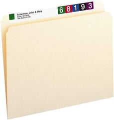 SMEAD - 8-1/2 x 11", Letter Size, Manila, File Folders with Top Tab - 11 Point Stock, Straight Tab Cut Location - USA Tool & Supply