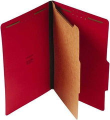 UNIVERSAL - 8-1/2 x 14", Legal, Ruby Red, Classification Folders with Top Tab Fastener - 25 Point Stock, Right of Center Tab Cut Location - USA Tool & Supply