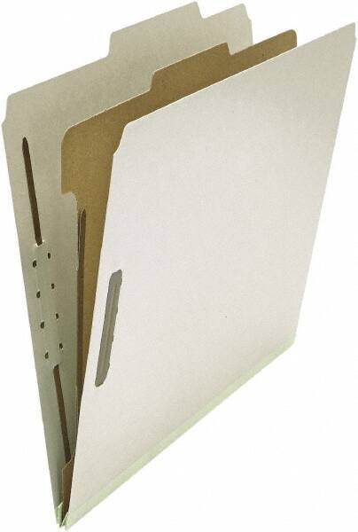UNIVERSAL - 8-1/2 x 11", Letter Size, Gray, Classification Folders with Top Tab Fastener - 25 Point Stock, Right of Center Tab Cut Location - USA Tool & Supply