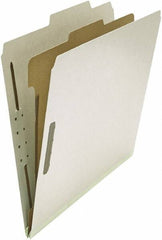 UNIVERSAL - 8-1/2 x 11", Letter Size, Gray, Classification Folders with Top Tab Fastener - 25 Point Stock, Right of Center Tab Cut Location - USA Tool & Supply