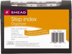 SMEAD - 8-1/2 x 11", Letter Size, Black, A-Z Indexed Expanding Files - 1/6 Tab Cut Location - USA Tool & Supply