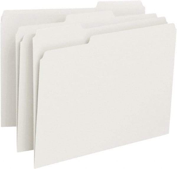 SMEAD - 8-1/2 x 11", Letter Size, White, File Folders with Top Tab - 11 Point Stock, 1/3 Tab Cut Location - USA Tool & Supply