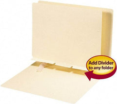 SMEAD - 8-1/2 x 11", Letter Size, Manila, Classification Folders with End Tab Fastener - 11 Point Stock, Straight Tab Cut Location - USA Tool & Supply