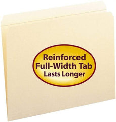 SMEAD - 8-1/2 x 11", Letter Size, Manila, File Folders with Top Tab - 11 Point Stock, Straight Tab Cut Location - USA Tool & Supply