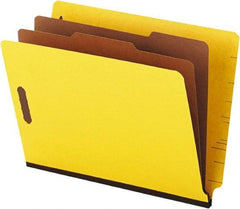 Universal One - 8-1/2 x 11", Letter Size, Yellow, Classification Folders with End Tab Fastener - 25 Point Stock, Straight Tab Cut Location - USA Tool & Supply