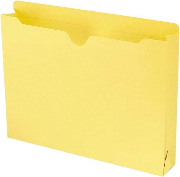 SMEAD - 8-1/2 x 11", Letter Size, Yellow, Colored Folders with Double-Ply Tabs - 11 Point Stock, Straight Tab Cut Location - USA Tool & Supply