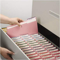 SMEAD - 8-1/2 x 11", Letter Size, Pink, File Folders with Top Tab - 11 Point Stock, 1/3 Tab Cut Location - USA Tool & Supply