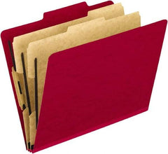 Pendaflex - 8-1/2 x 11", Letter Size, Scarlet, Classification Folders with Top Tab Fastener - 20 Point Stock, Right of Center Tab Cut Location - USA Tool & Supply