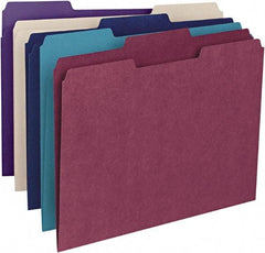 SMEAD - 8-1/2 x 11", Letter Size, Assorted Colors, File Folders with Top Tab - 11 Point Stock, 1/3 Tab Cut Location - USA Tool & Supply