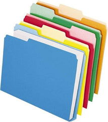 Pendaflex - 8-1/2 x 11", Letter Size, Assorted Colors, File Folders with Top Tab - 11 Point Stock, 1/3 Tab Cut Location - USA Tool & Supply