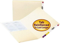 SMEAD - 8-1/2 x 11", Letter Size, Manila, Classification Folders with End Tab Fastener - 11 Point Stock, Straight Tab Cut Location - USA Tool & Supply
