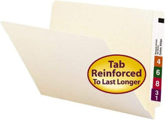 SMEAD - 8-1/2 x 14", Legal, Manila, File Folders with End Tab - 11 Point Stock, Straight Tab Cut Location - USA Tool & Supply