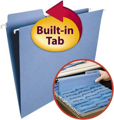 SMEAD - 8-1/2 x 11", Letter Size, Blue, Hanging File Folder - 11 Point Stock, 1/3 Tab Cut Location - USA Tool & Supply