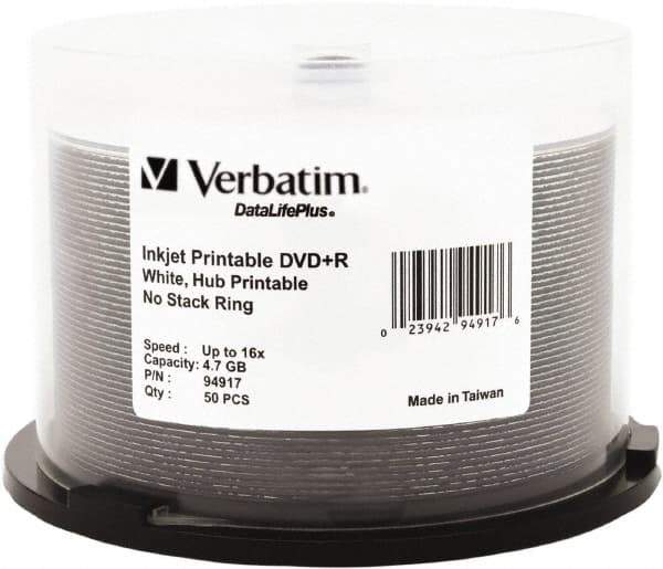 Verbatim - White DVD+R Disc - Use with CD, DVD - USA Tool & Supply