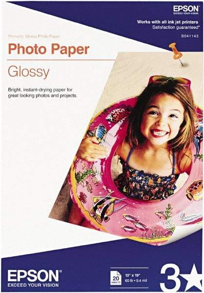 Epson - 13" x 19" White Photo Paper - Use with Inkjet Printers - USA Tool & Supply