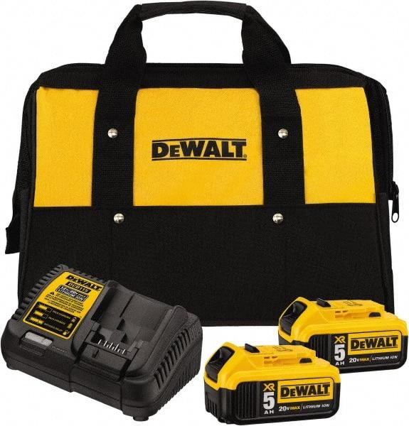 DeWALT - 20 Volt, 2 Battery Lithium-Ion Power Tool Charger - 1 hr to Charge, AC Wall Outlet Power Source, Batteries Included - USA Tool & Supply