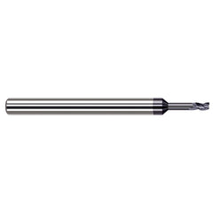 Square End Mill: 1/4'' Dia, 3/8'' LOC, 1/4'' Shank Dia, 4'' OAL, 4 Flutes, Solid Carbide Single End, AlTiN Finish, 30 ° Helix, Centercutting, RH Cut, RH Flute