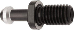 Accupro - C Style, CAT50 Taper, 1-8 Thread, 45° Angle Radius, High Torque Retention Knob - 3.3524" OAL, 0.9055" Knob Diam, 1.3839" Flange Thickness, 1.7776" from Knob to Flange, 0.2362" Coolant Hole, Through Coolant - Exact Industrial Supply