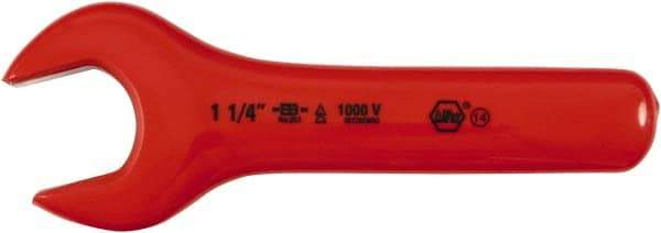 Wiha - 1-1/4" Nonsparking Standard Open End Wrench - 7-1/2" OAL, Single End, Insulating Elastomer Finish, 15° Head Angle - USA Tool & Supply