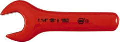 Wiha - 1-1/4" Nonsparking Standard Open End Wrench - 7-1/2" OAL, Single End, Insulating Elastomer Finish, 15° Head Angle - USA Tool & Supply