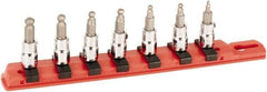 Wiha - 7 Piece 1/4" Drive Inch Ball Hex Bit Socket Set - 3/32 to 1/4" Hex - USA Tool & Supply