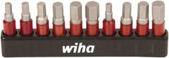 Wiha - 10 Piece 1/4" Drive Inch/Metric Impact Hex Bit Socket Set - 1/8 to 1/4" Hex - USA Tool & Supply
