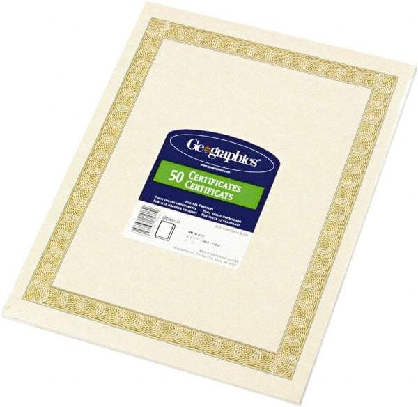 Geographic - 50 Sheet, 8-1/2 x 11", Certificate - Natural - USA Tool & Supply