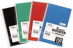 Mead - 150 Sheet, 6 x 9-1/2", College Ruled Spiral Bound Notebook - Assorted Colors - USA Tool & Supply