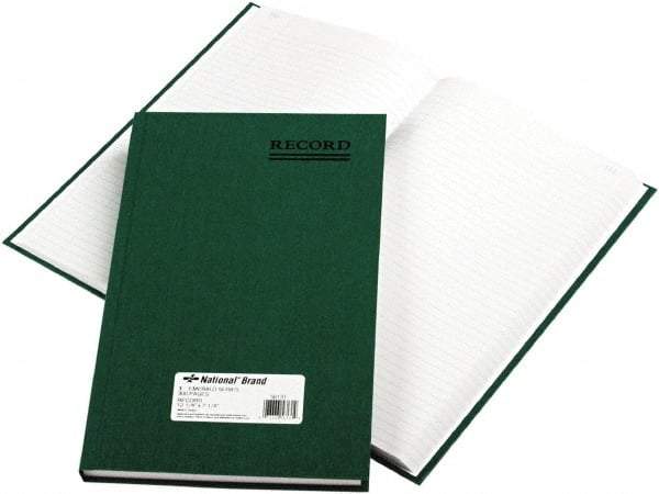 National Brand - 300 Sheet, 7-1/4 x 12-1/4", Record Rule Accounting Book - Green - USA Tool & Supply