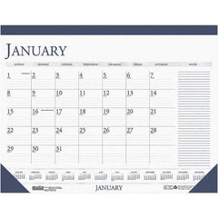 House of Doolittle - 12 Sheet, 18-1/2 x 13", Desk Calendar - White & Blue - USA Tool & Supply