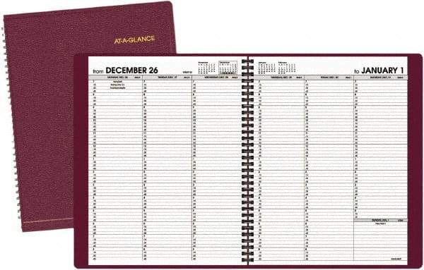 AT-A-GLANCE - 52 Sheet, 8-1/4 x 10-7/8", Appointment Book - Winestone - USA Tool & Supply