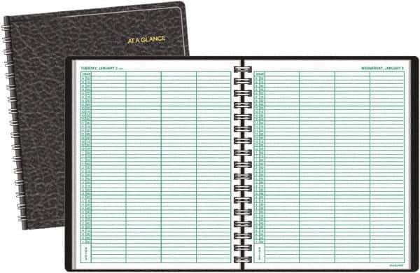 AT-A-GLANCE - 365 Sheet, 8 x 10-7/8", Group Daily Appointment Book - Black - USA Tool & Supply