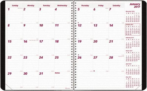 Brownline - 12 Sheet, 8-1/2 x 11", Monthly Planner - Black - USA Tool & Supply