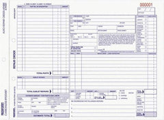 REDIFORM - 50 Sheet, 8-1/2 x 11", Auto Repair Form - White & Blue - USA Tool & Supply