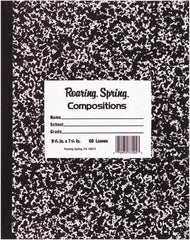 Roaring Spring - 48 Sheet, 8-1/2 x 7", Wide Ruled Composition Book - Black - USA Tool & Supply