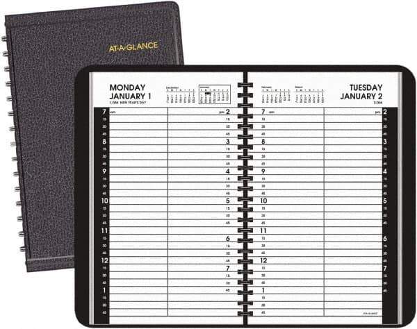 AT-A-GLANCE - 365 Sheet, 4-7/8 x 8", Appointment Book - Black - USA Tool & Supply