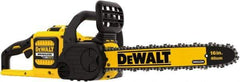 DeWALT - 60 Volt, 25.2 Ft/sec, Battery Powered Chainsaw - 16" Guide Bar Length, 7,500 RPM, 3/8" Chain Pitch, 0.043 Chain Gauge - USA Tool & Supply