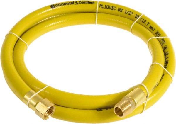 Continental ContiTech - 1/2" ID x 0.78" OD 15' Long Multipurpose Air Hose - MNPT x FNPT Ends, 300 Working psi, -10 to 158°F, 1/2" Fitting, Yellow - USA Tool & Supply