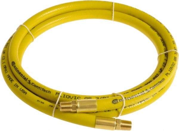 Continental ContiTech - 3/8" ID x 0.6" OD 5' Long Multipurpose Air Hose - MNPT x MNPT Ends, 300 Working psi, -10 to 158°F, 1/4" Fitting, Yellow - USA Tool & Supply