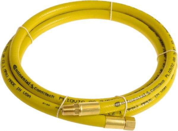 Continental ContiTech - 3/8" ID x 0.6" OD 50' Long Multipurpose Air Hose - MNPT x FNPT Ends, 300 Working psi, -10 to 158°F, 1/4" Fitting, Yellow - USA Tool & Supply