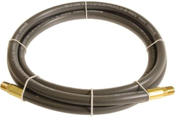 Continental ContiTech - 1/4" ID x 0.45" OD 5' Long Multipurpose Air Hose - MNPT x MNPT Ends, 300 Working psi, -10 to 158°F, 1/4" Fitting, Gray - USA Tool & Supply