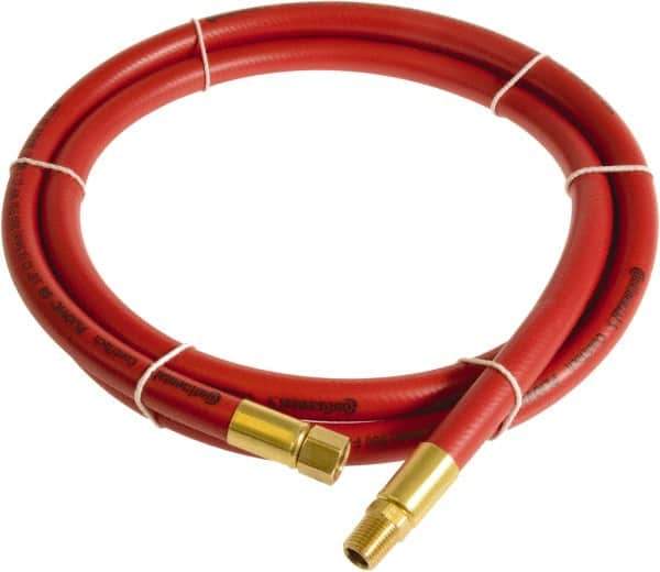 Continental ContiTech - 3/8" ID x 0.6" OD 3' Long Multipurpose Air Hose - MNPT x FNPT Ends, 300 Working psi, -10 to 158°F, 1/4" Fitting, Red - USA Tool & Supply